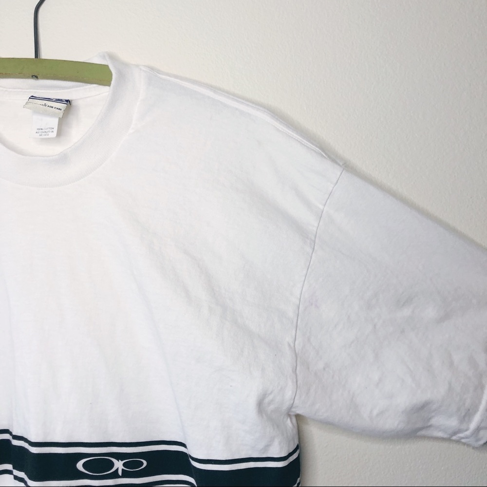 Vintage 90’s Ocean Pacific OP surf skater black white striped tee t-shirt L - Picture 4 of 7